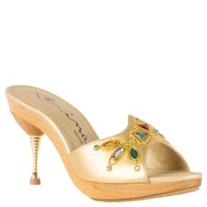 Nina Shoes Delight Gold Slip On Flat-Shoe Platform Sandals