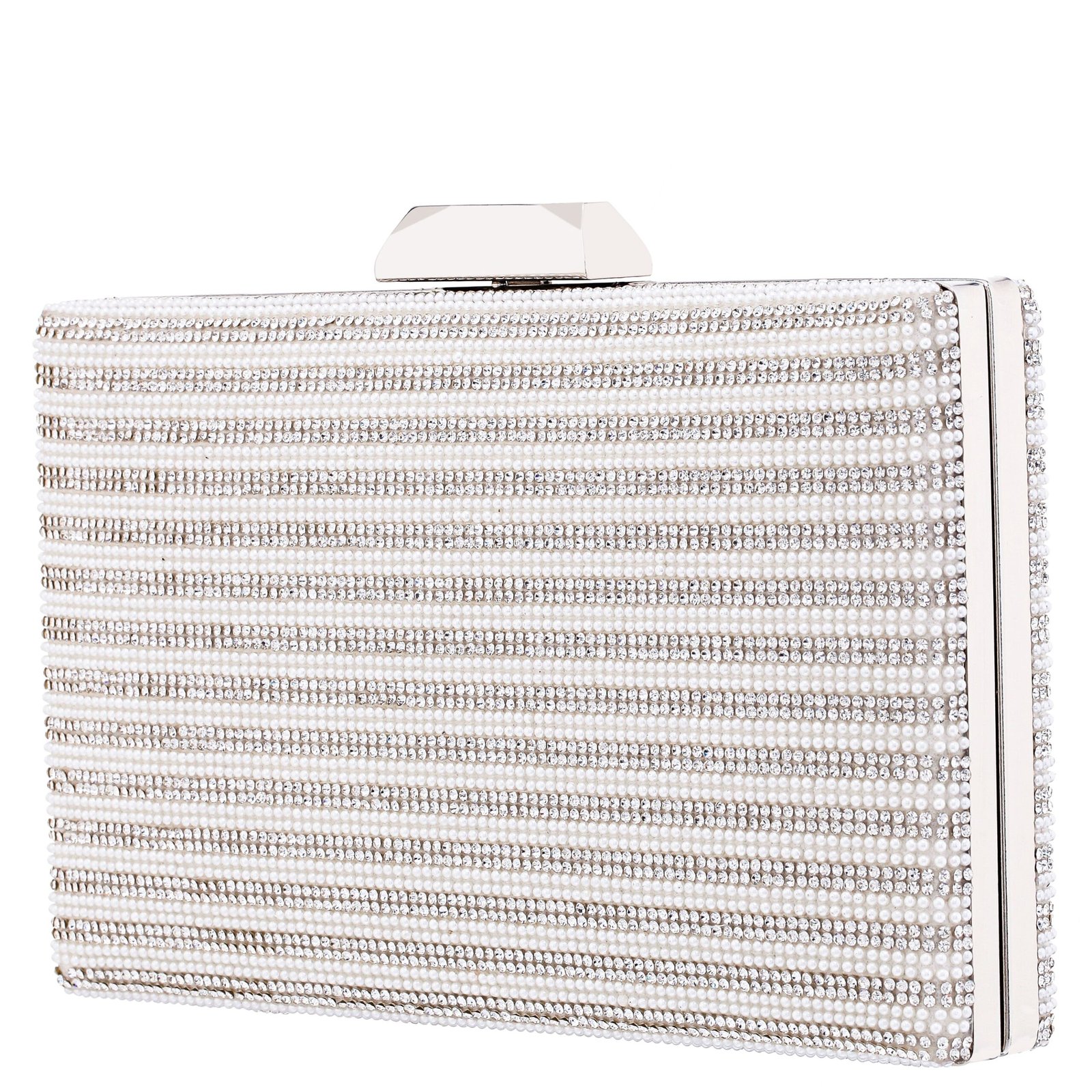 Nina Shoes Desyre White Glass Hot Fix + Satin Fabric Minaudiere