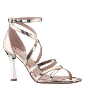 Nina Shoes Devyn Platino Mirror Metallic Strappy High-Heel Sandal