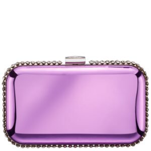 Nina Shoes Dorsey Orchid Metallic Minaudiere W/Crystal Adorned Edge