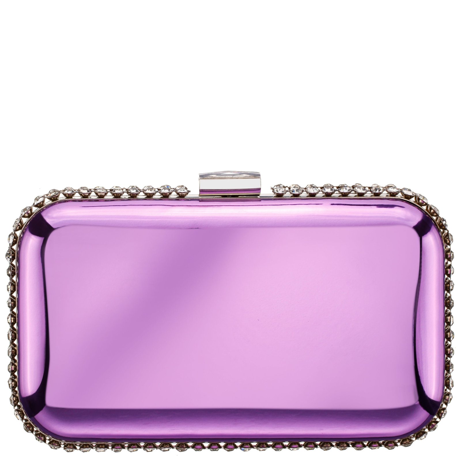 Nina Shoes Dorsey Orchid Metallic Minaudiere W/Crystal Adorned Edge