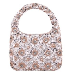 Nina Shoes Elia Platino Sequins/Plastic Beads/Glass Crystal Hobo Bag