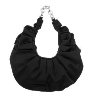 Nina Shoes Ellie Black Ruched Satin Hobo Bag