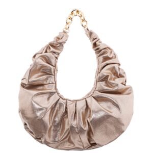 Nina Shoes Ellie Taupe Ruched Satin Hobo Bag