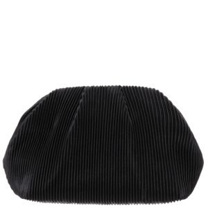 Nina Shoes Emmy Black Metallic Pleated Frame Clutch