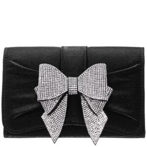Nina Shoes Etta Black Metallic Shine Fabric Clutch