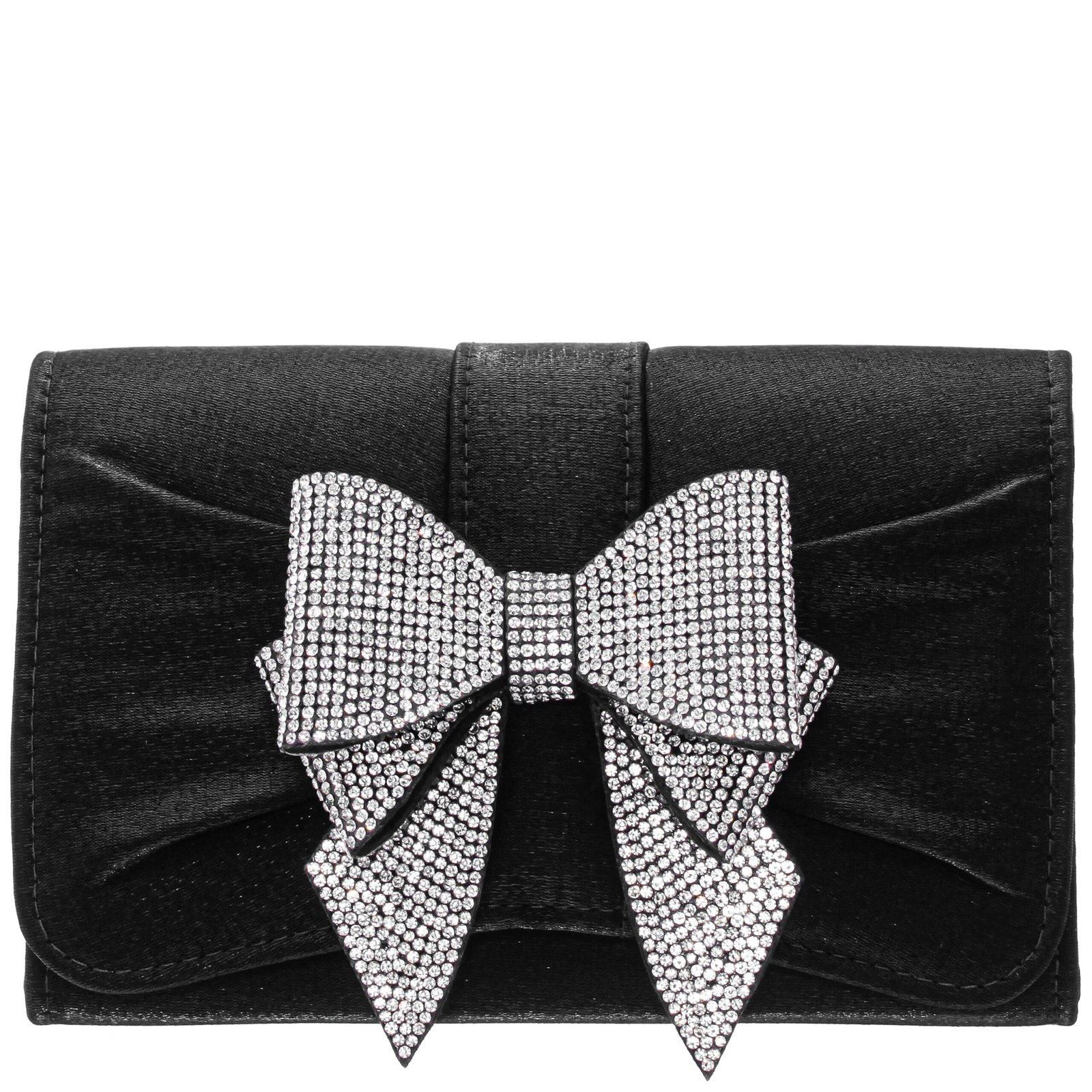 Nina Shoes Etta Black Metallic Shine Fabric Clutch