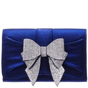 Nina Shoes Etta Navy Metallic Shine Fabric Clutch