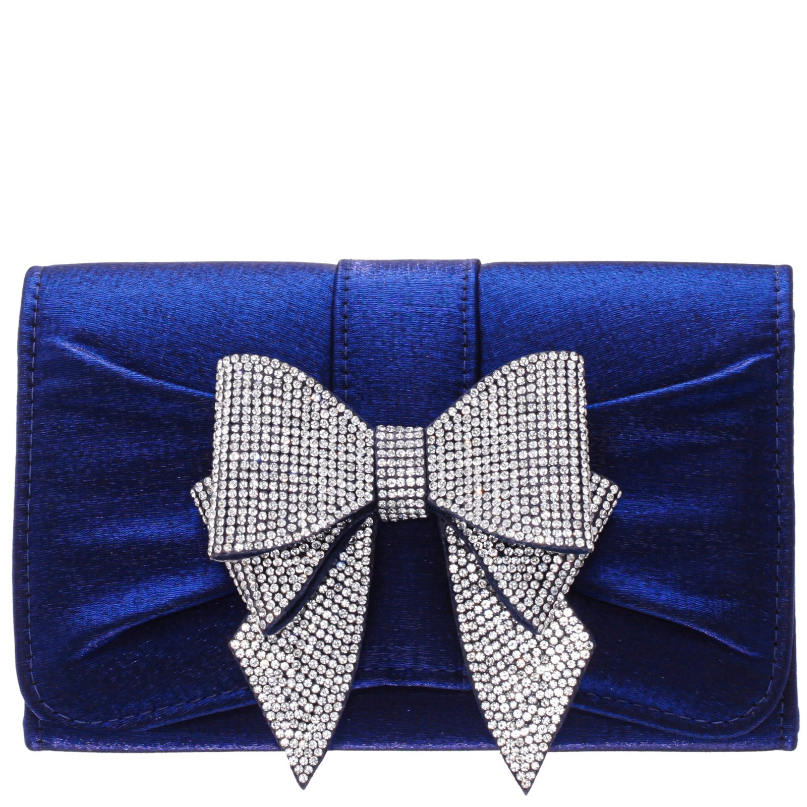 Nina Shoes Etta Navy Metallic Shine Fabric Clutch