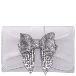 Nina Shoes Etta White Metallic Shine Fabric Clutch