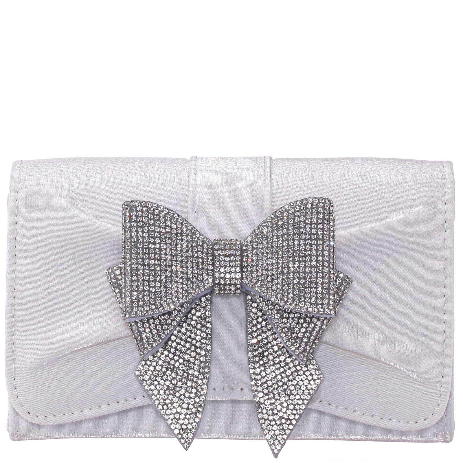 Nina Shoes Etta White Metallic Shine Fabric Clutch