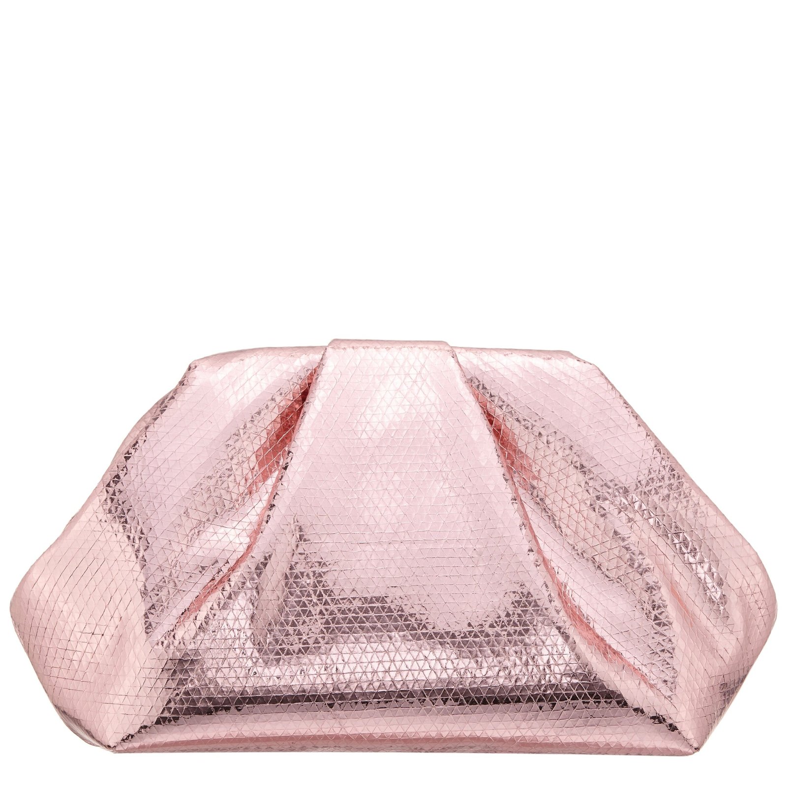 Nina Shoes Eva Rose Mist Metallic Pleated Frame Clutch