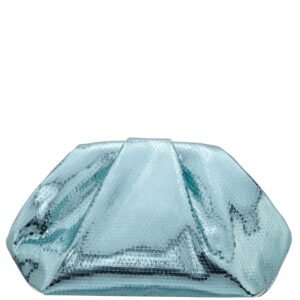Nina Shoes Eva Sea Green Metallic Pleated Frame Clutch