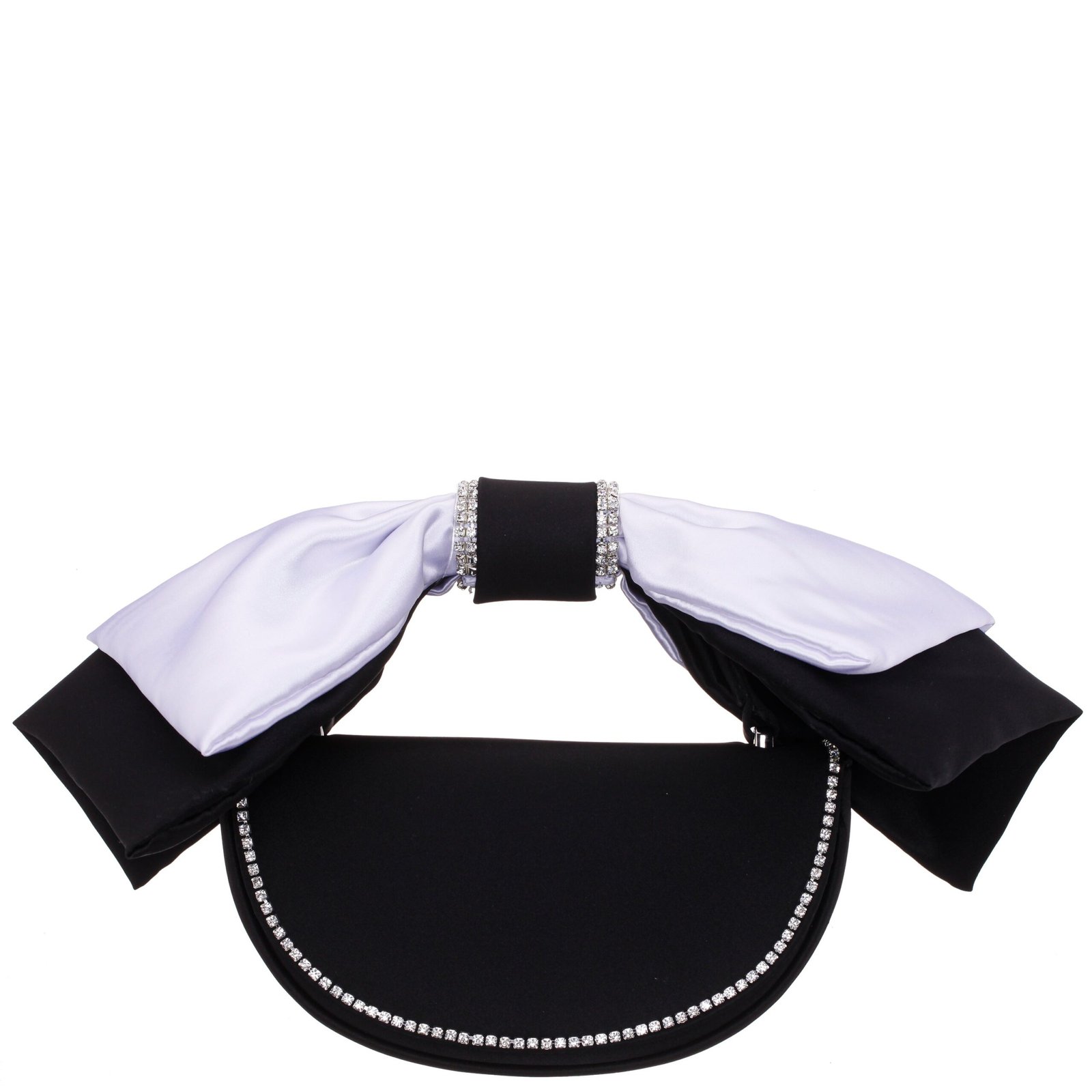 Nina Shoes Eveie Black/White Crystal Trimmed Satin Bow Bag