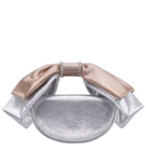Nina Shoes Eveie Silver/Gold Crystal Trimmed Satin Bow Bag