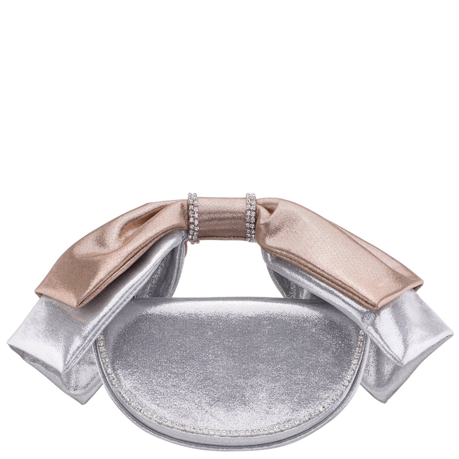 Nina Shoes Eveie Silver/Gold Crystal Trimmed Satin Bow Bag