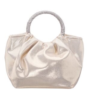 Nina Shoes Fancy Light Gold Reflective suedette Satchel