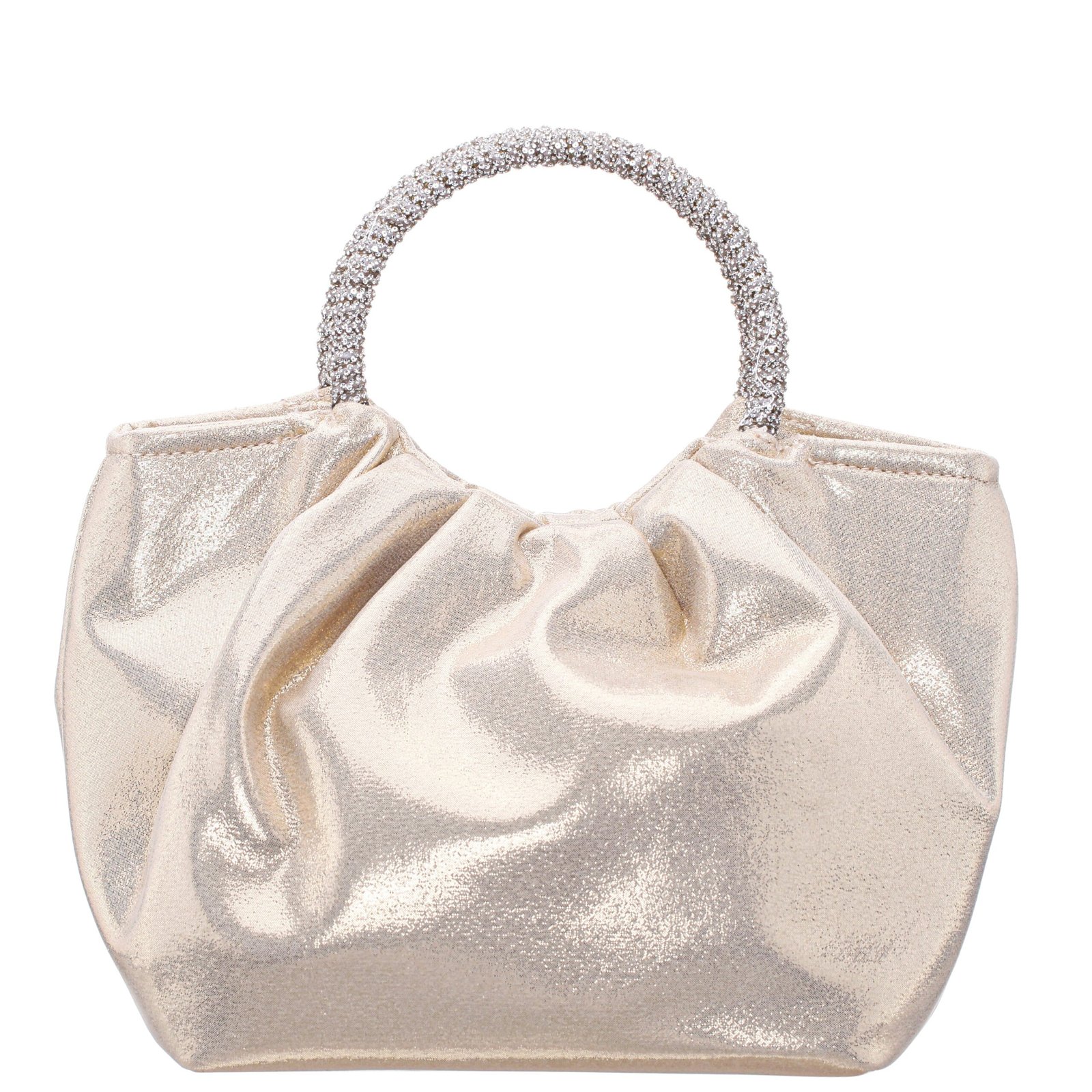 Nina Shoes Fancy Light Gold Reflective suedette Satchel