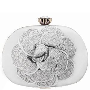 Nina Shoes Flores White Crystal Embellished Flower Minaudiere