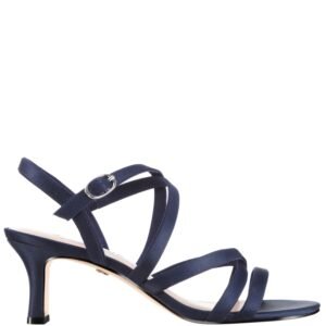 Nina Shoes Genaya New Navy Satin Strappy Mid-Heel Dressy Sandal