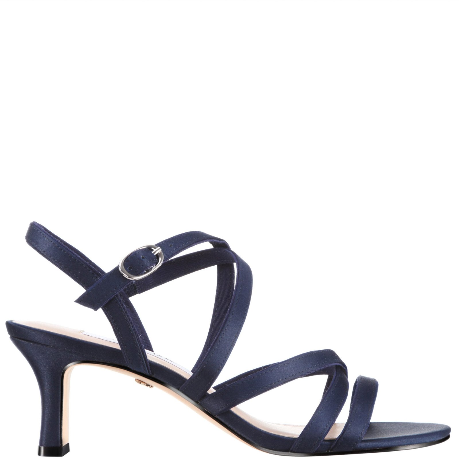 Nina Shoes Genaya New Navy Satin Strappy Mid-Heel Dressy Sandal