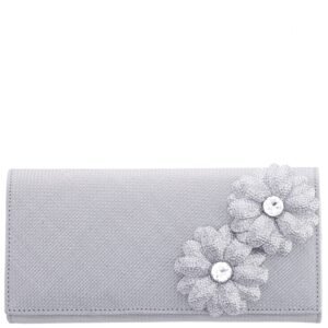 Nina Shoes Giselle Silver PP Straw Clutch