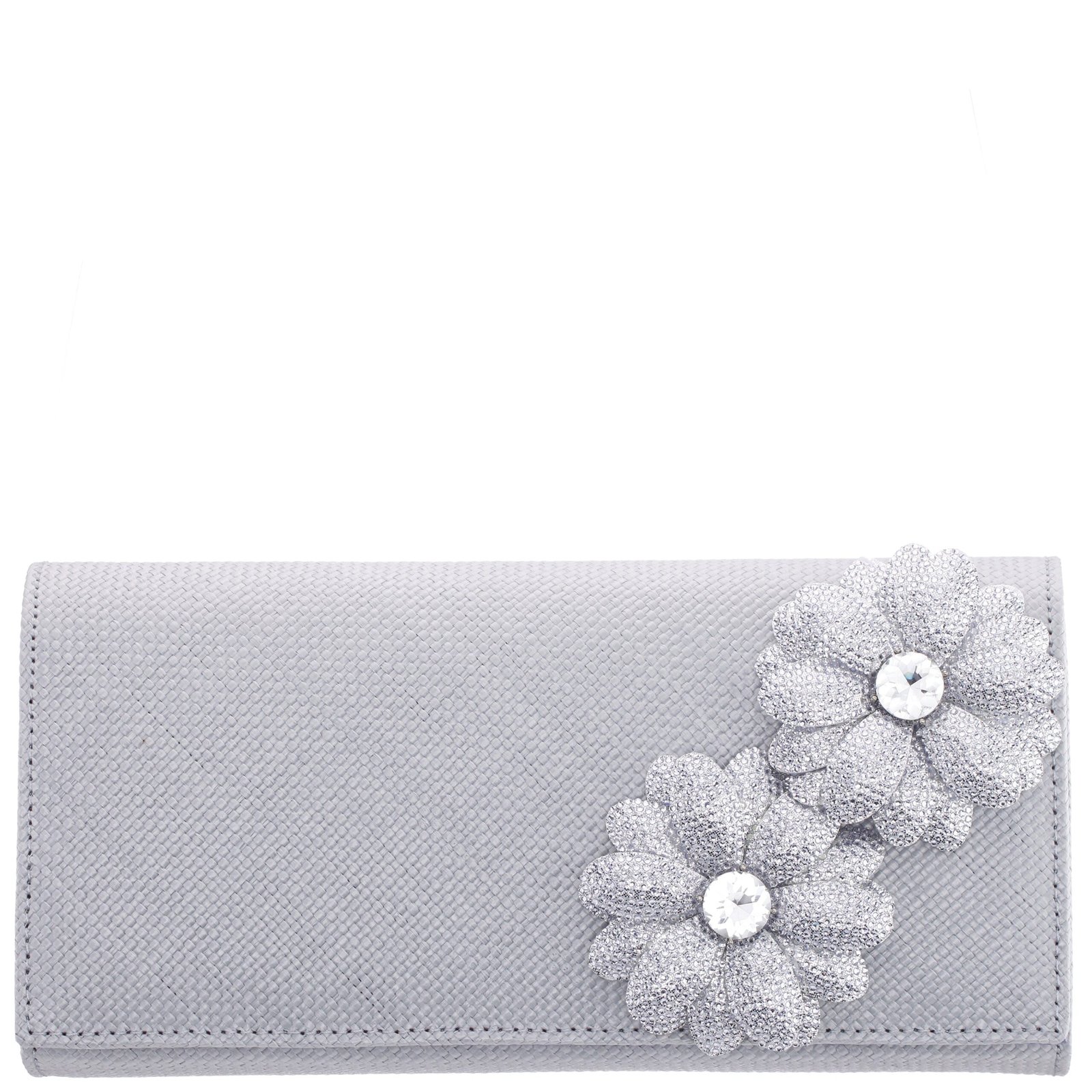 Nina Shoes Giselle Silver PP Straw Clutch