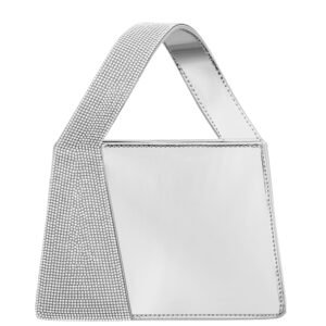 Nina Shoes Glory-G Glory Silver Crystal Handle Mirror Metallic Patent Satchel