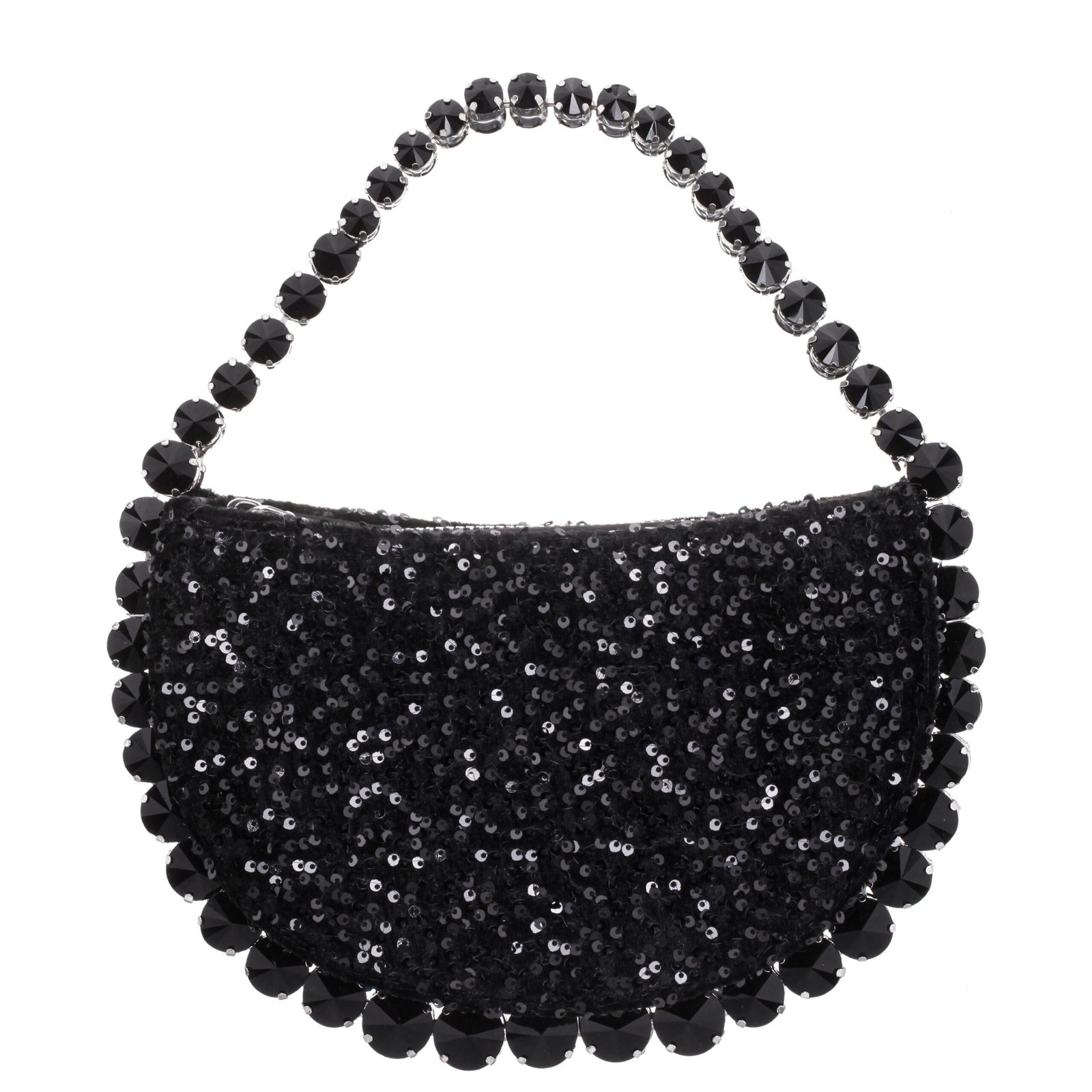 Nina Shoes Halo Black Plastic Sequins/Glass Crystal Handle Bag