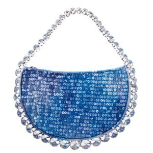Nina Shoes Halo Blue Plastic Sequins/Glass Crystal Handle Bag