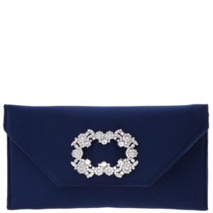 Nina Shoes Hepburn New Navy Satin Envelope Clutch