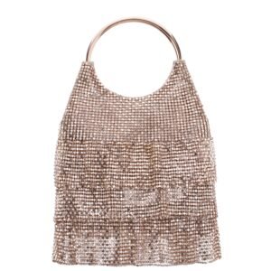 Nina Shoes Hippy Gold Aluminum Mesh/Glass Crystal Pouch Bag
