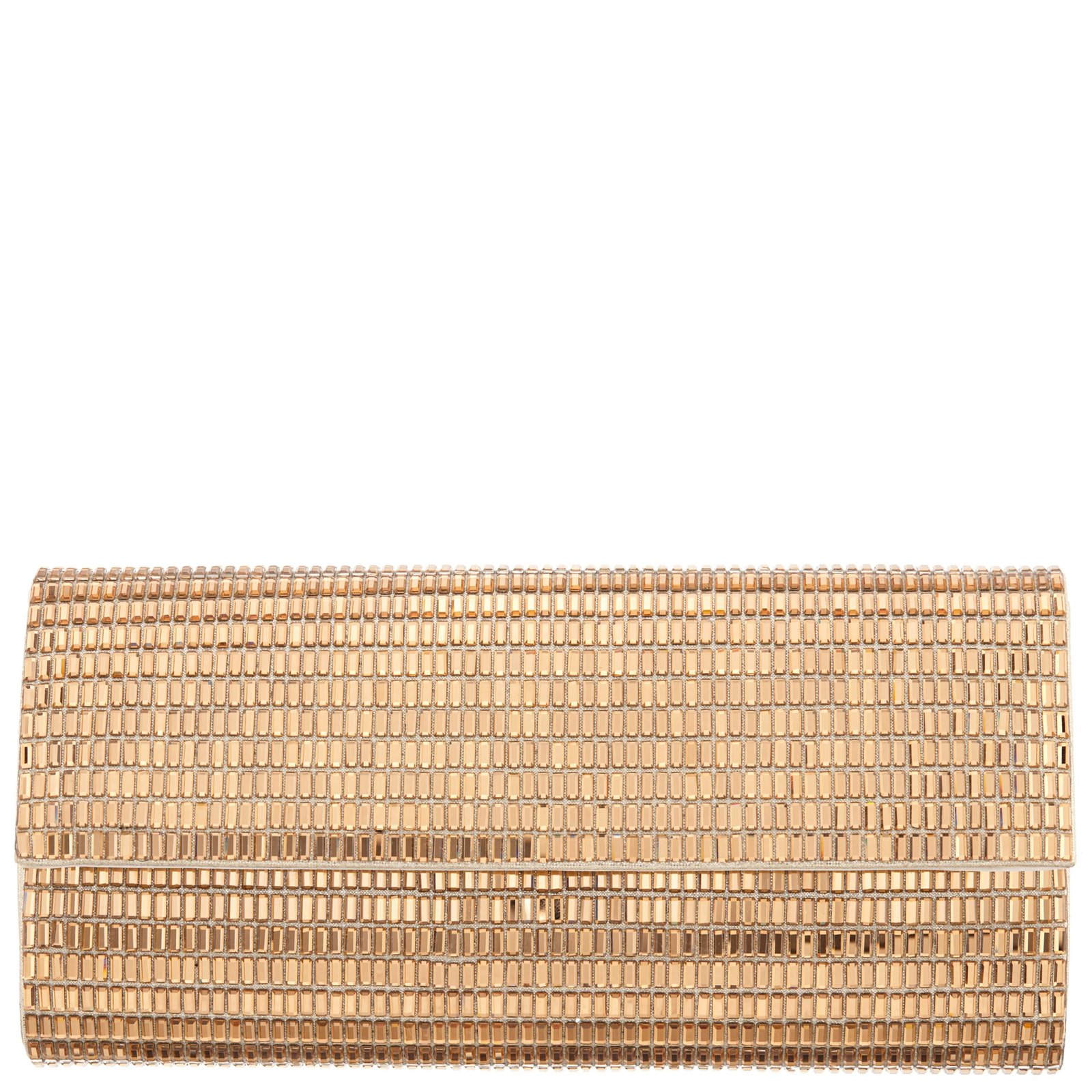 Nina Shoes Hope Gold Allover "Squares" Crystal Clutch