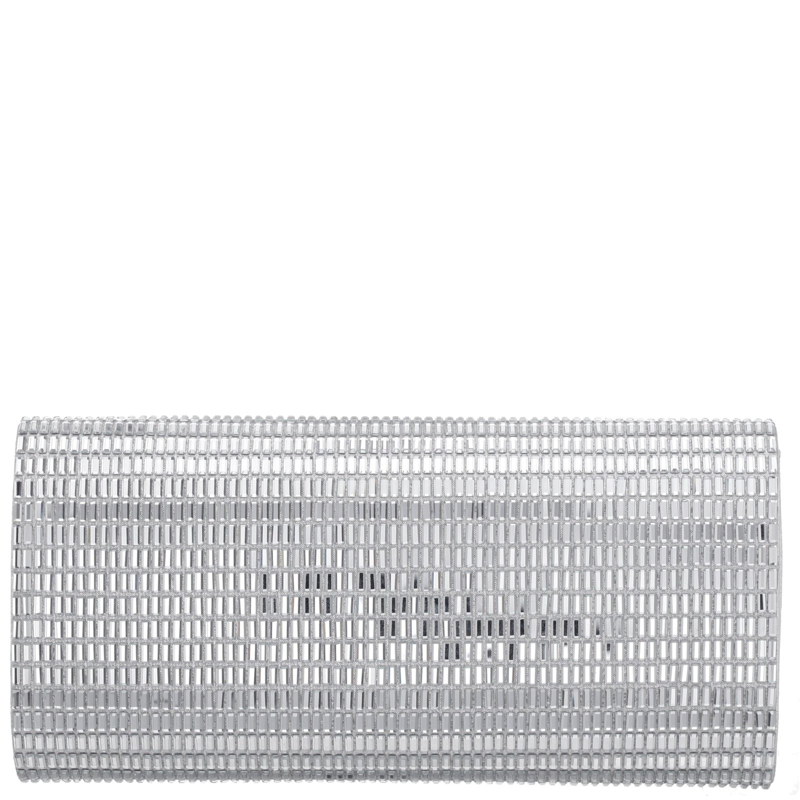 Nina Shoes Hope Silver Allover "Squares" Crystal Clutch
