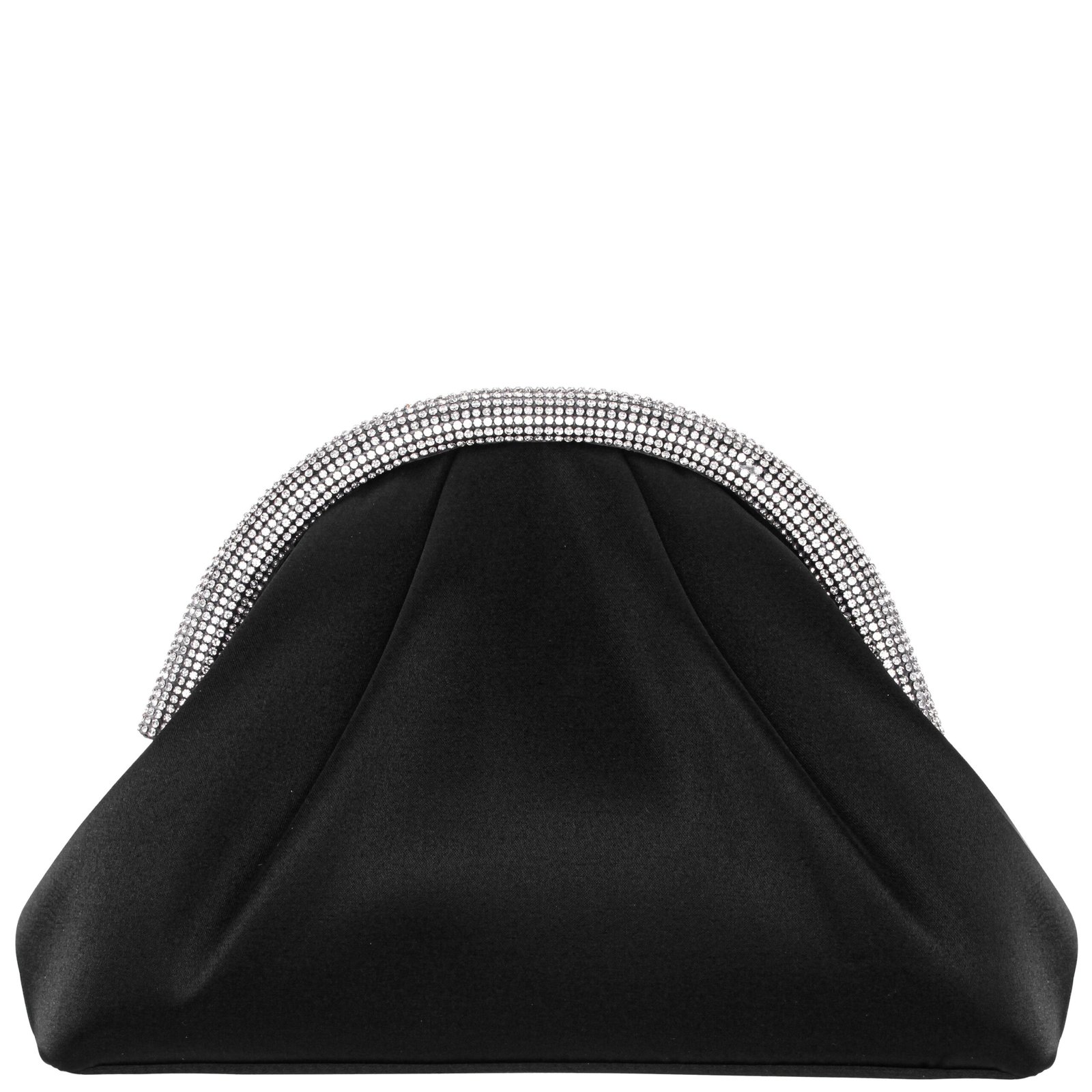 Nina Shoes Jane Black Satin/Glass Crystal Frame Clutch