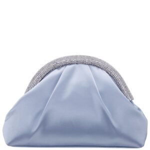 Nina Shoes Jane Icy Blue Satin/Glass Crystal Frame Clutch