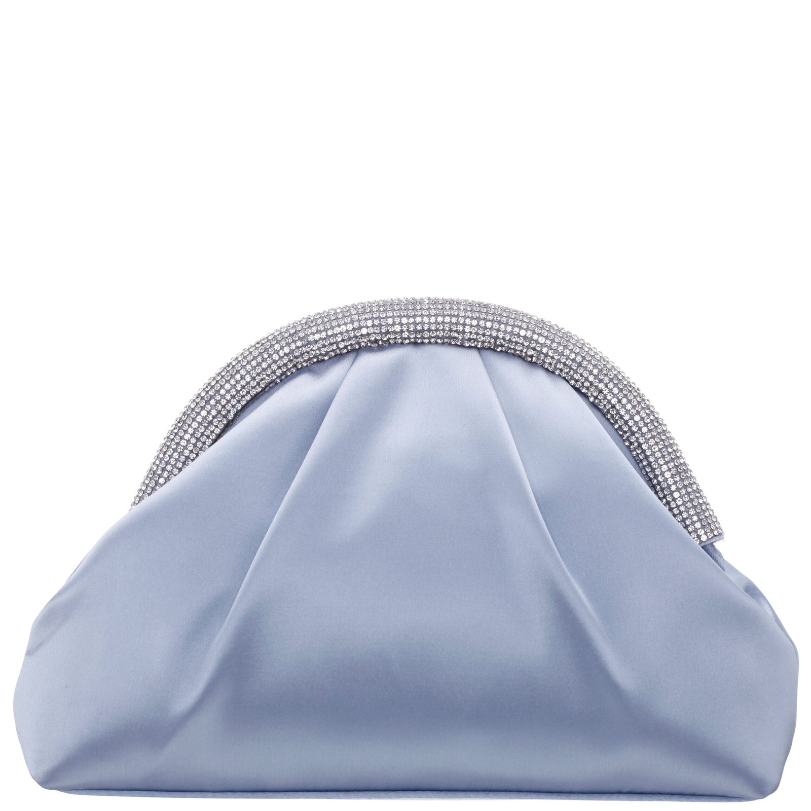Nina Shoes Jane Icy Blue Satin/Glass Crystal Frame Clutch