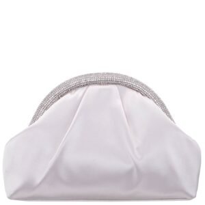 Nina Shoes Jane Ivory Satin/Glass Crystal Frame Clutch