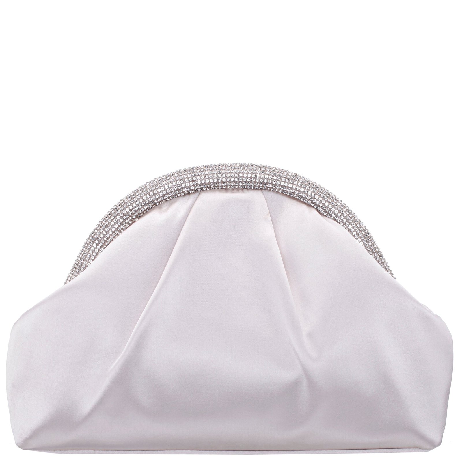 Nina Shoes Jane Ivory Satin/Glass Crystal Frame Clutch