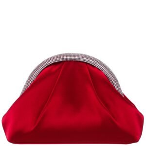 Nina Shoes Jane Red Rouge Satin/Glass Crystal Frame Clutch
