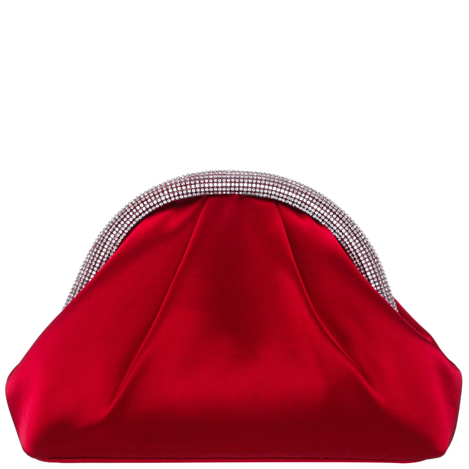 Nina Shoes Jane Red Rouge Satin/Glass Crystal Frame Clutch