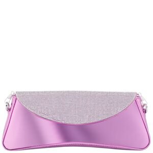 Nina Shoes Joselyn Orchid Crystal Flap Mirror Metallic Patent Clutch Bag