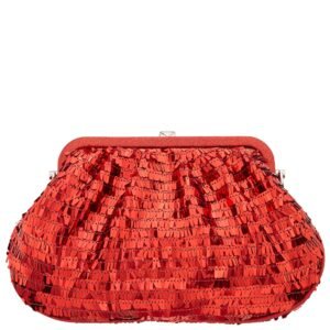 Nina Shoes June Women's Red Fringe Sequin Frame Clutch