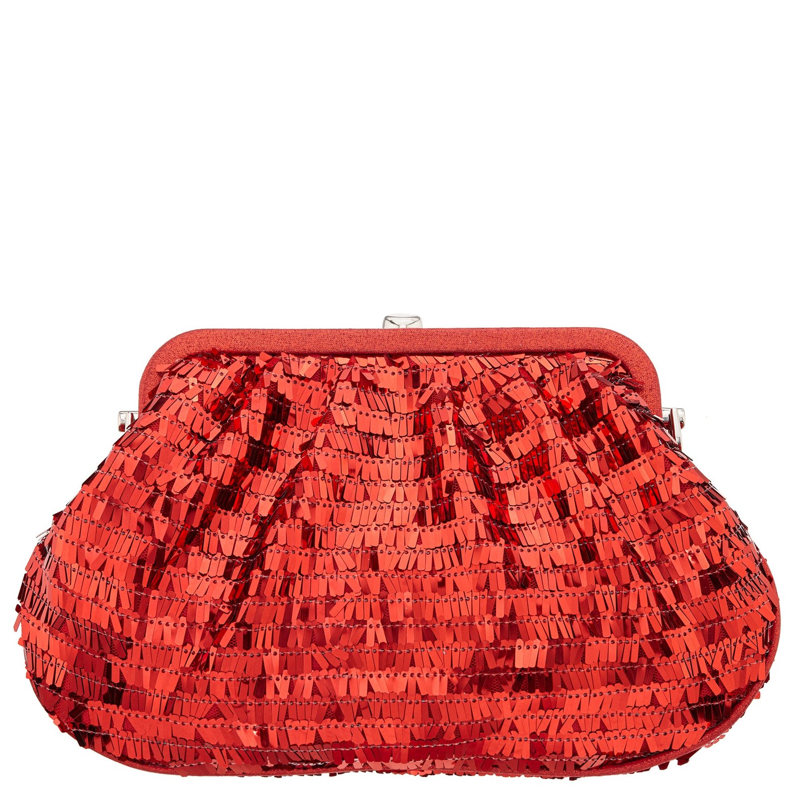 Nina Shoes June Women's Red Fringe Sequin Frame Clutch