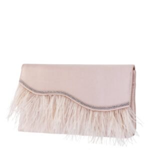 Nina Shoes Kaidy Pearl Rose Satin Clutch With Feather