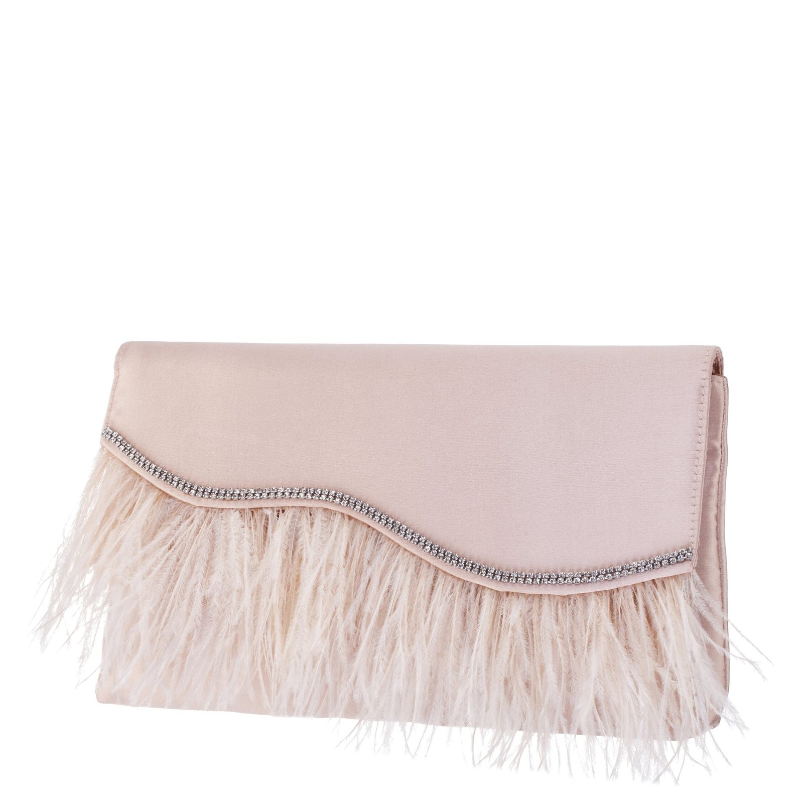 Nina Shoes Kaidy Pearl Rose Satin Clutch With Feather