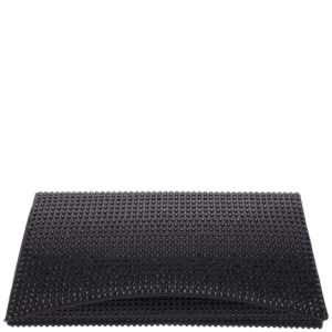 Nina Shoes Kallie Black Reflective Suedette/Glass Crystal Clutch