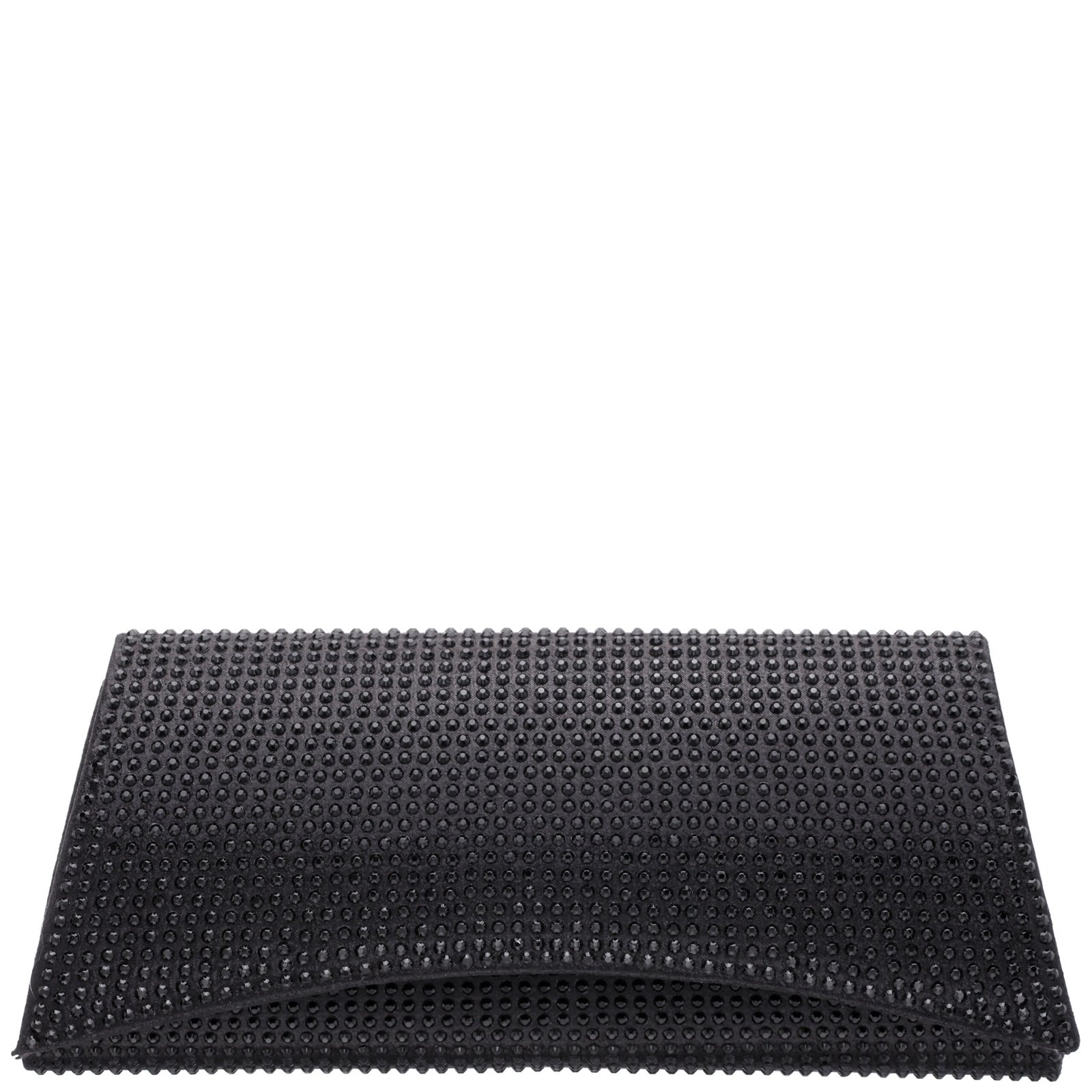 Nina Shoes Kallie Black Reflective Suedette/Glass Crystal Clutch
