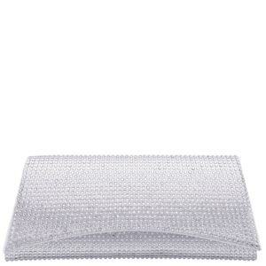 Nina Shoes Kallie Silver Reflective Suedette/Glass Crystal Clutch