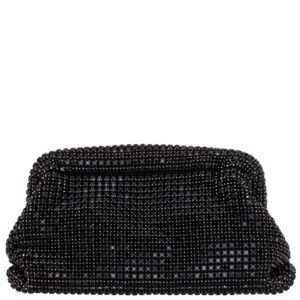 Nina Shoes Kara Black Glass Crystal Frame Clutch